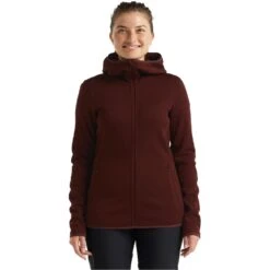 Icebreaker Women's RealFleece Merino Elemental Long Sleeve Zip Hood Jacket