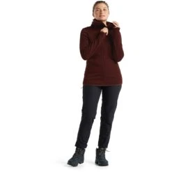 Icebreaker Women's RealFleece Merino Elemental Long Sleeve Zip Hood Jacket -Deals Salomon Store 105068064 4